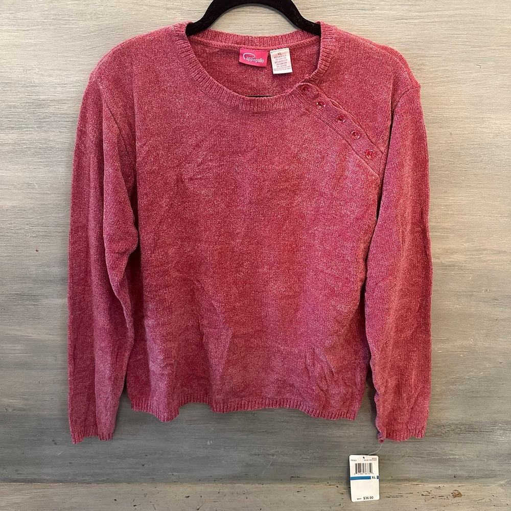 Cappagallo Sweater Pink Scoop Neck XLarge‎ New with Tag